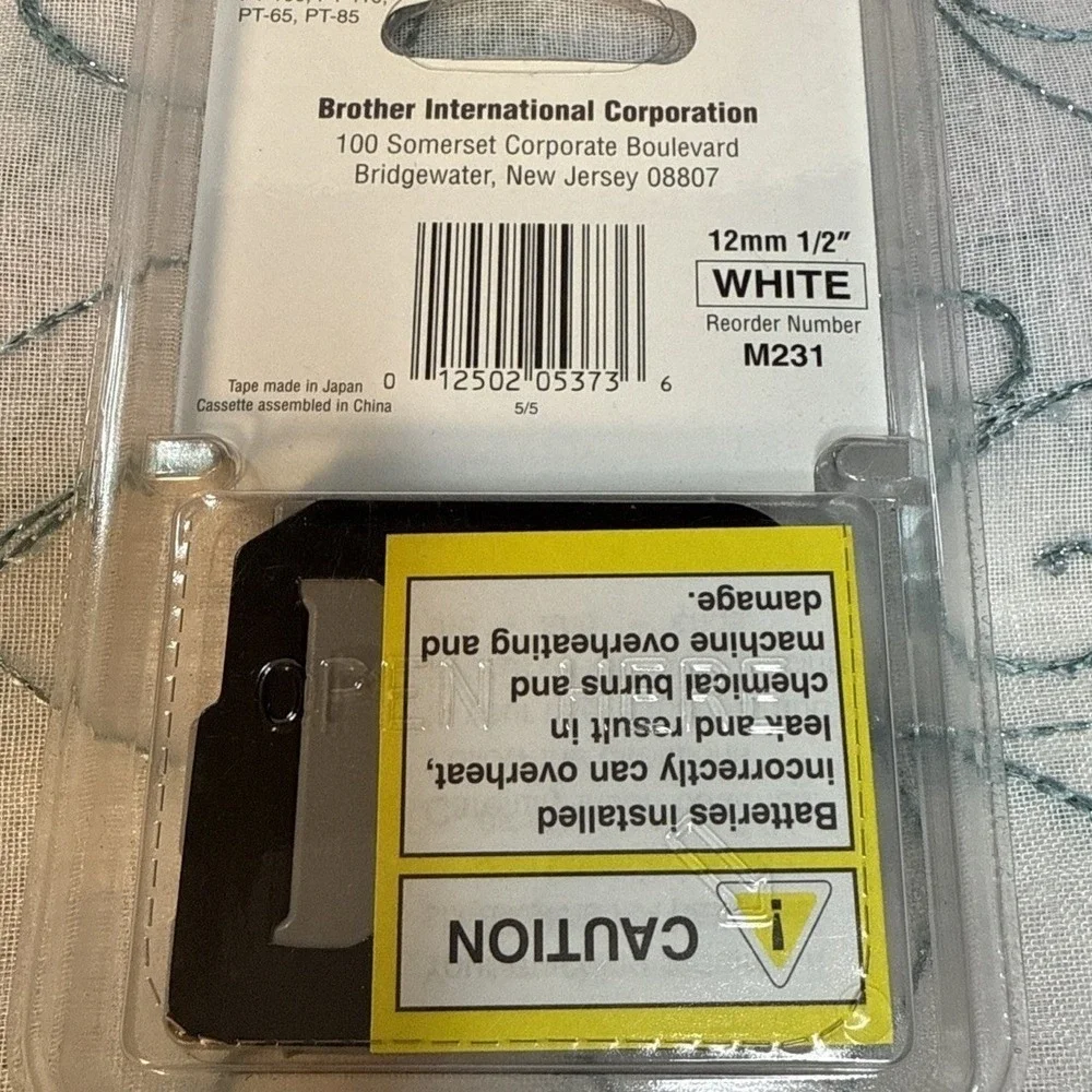 Brother P-Touch M-K231 Label Tape Black on White 12mm 1/2